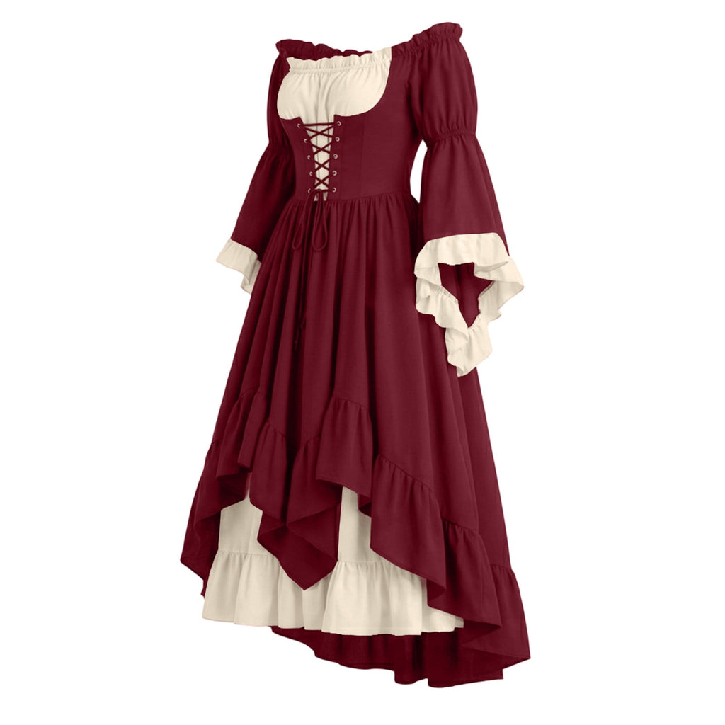 Anmrize Full Length Halloween Dress, Renaissance Faire Outfit, Women Medieval Victorian Gown, Off Shoulder Renaissance Dress, Womens's Medieval Renaissance Costume Cosplay Over Dress, White S