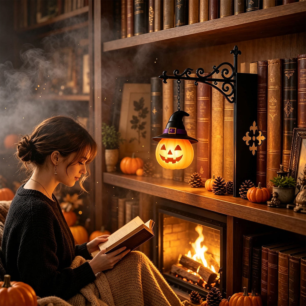 Halloween Ghost Library Lantern Decorative Bookshelf Lighting, Reading Book Shelf Lights for Study Reading Corner Home Library Gift for Book Lovers Bookworms