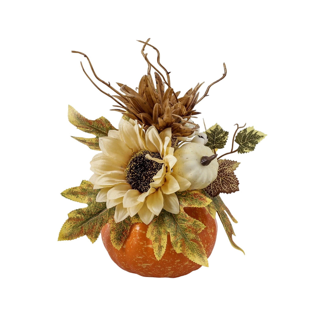 Taicans ‌12in Fall Decor Pumpkin Centerpiece - Lightweight Foam Halloween & Thanksgiving Table Decor with Sunflower & Maple Leaves - Autumn Festival Home,Café Decorations