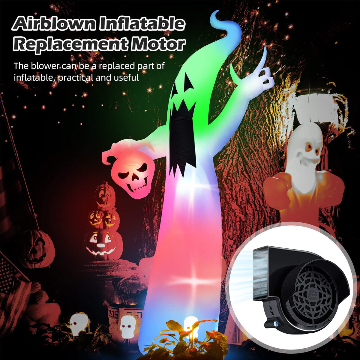 2 Pack Inflatable Air Blower Replacement, Air Fan Blower Motor for Halloween Christmas Airblown Inflatables, for Garden Yard Holiday Decor, 12V/ 1.0A Adapter