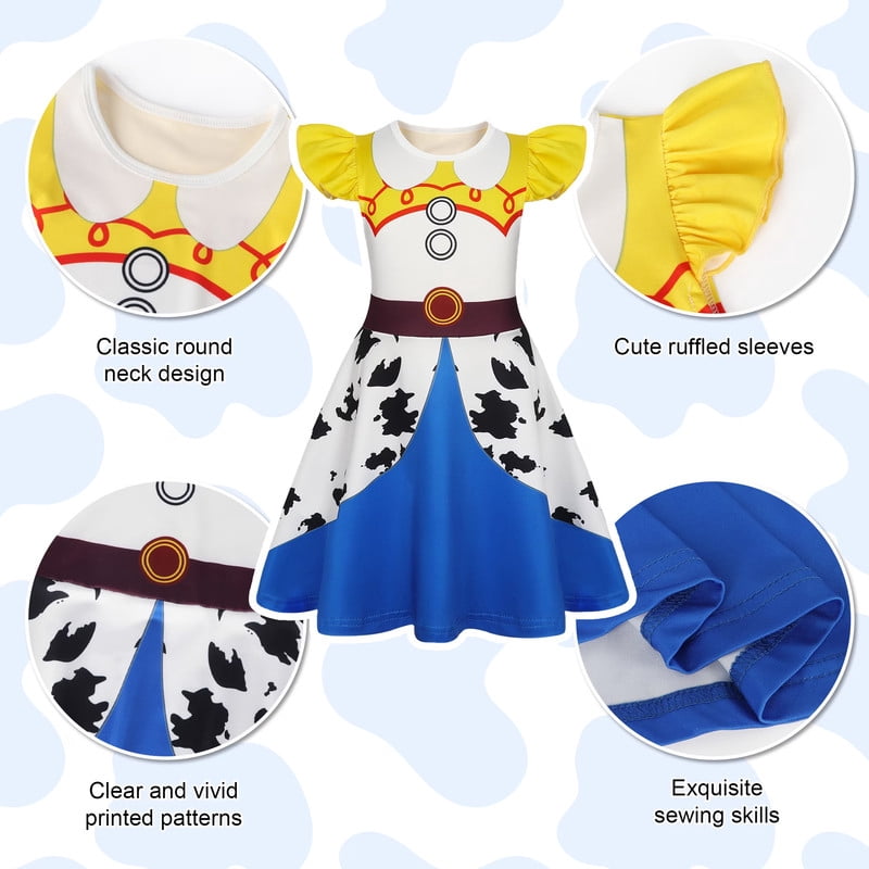 Benylion Girls Cowgirl Costume Summer Dress Toddler Princess Dress up for Kids Birthday Outfits Halloween Role Play Clothes for 3-4 Years