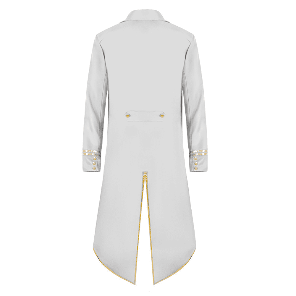 IBTOM CASTLE Men's Steampunk Vintage Tailcoat Jacket Gothic Medieval Victorian Frock Button Down Swallow Coat Uniform L Blue & Gold