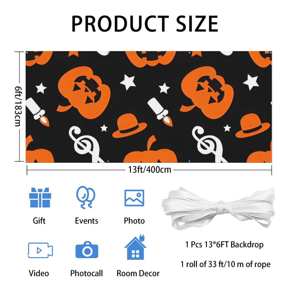 Halloween Garage Door Cover - 13x6ft Spooky Ghost Pumpkin Skull Witch Black Cat Polyester Backdrop for Outdoor Decor