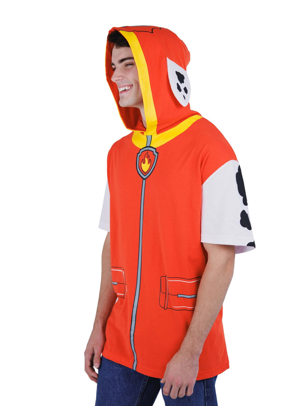 Paw Patrol Big Boys' Cosplay Hooded T-Shirt Marshall Bright Red