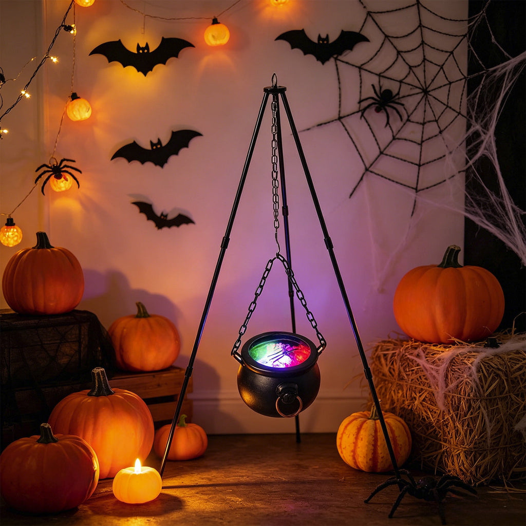 Muecwrye Halloween Decorations Outdoor, Halloween Clearance! Halloween Witches Cauldron with Lights, DIY Bubbling Cauldron Set Decor for Home Porch Outside, Halloween Party Supplies( Without Tripod)