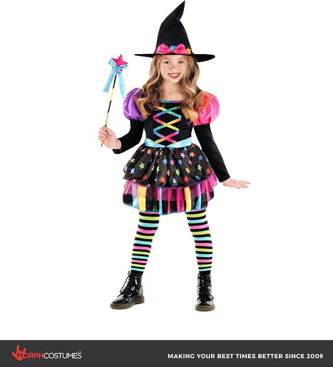 Morph Cute Rainbow Witch Halloween Costume For Girls Kids Scary Halloween