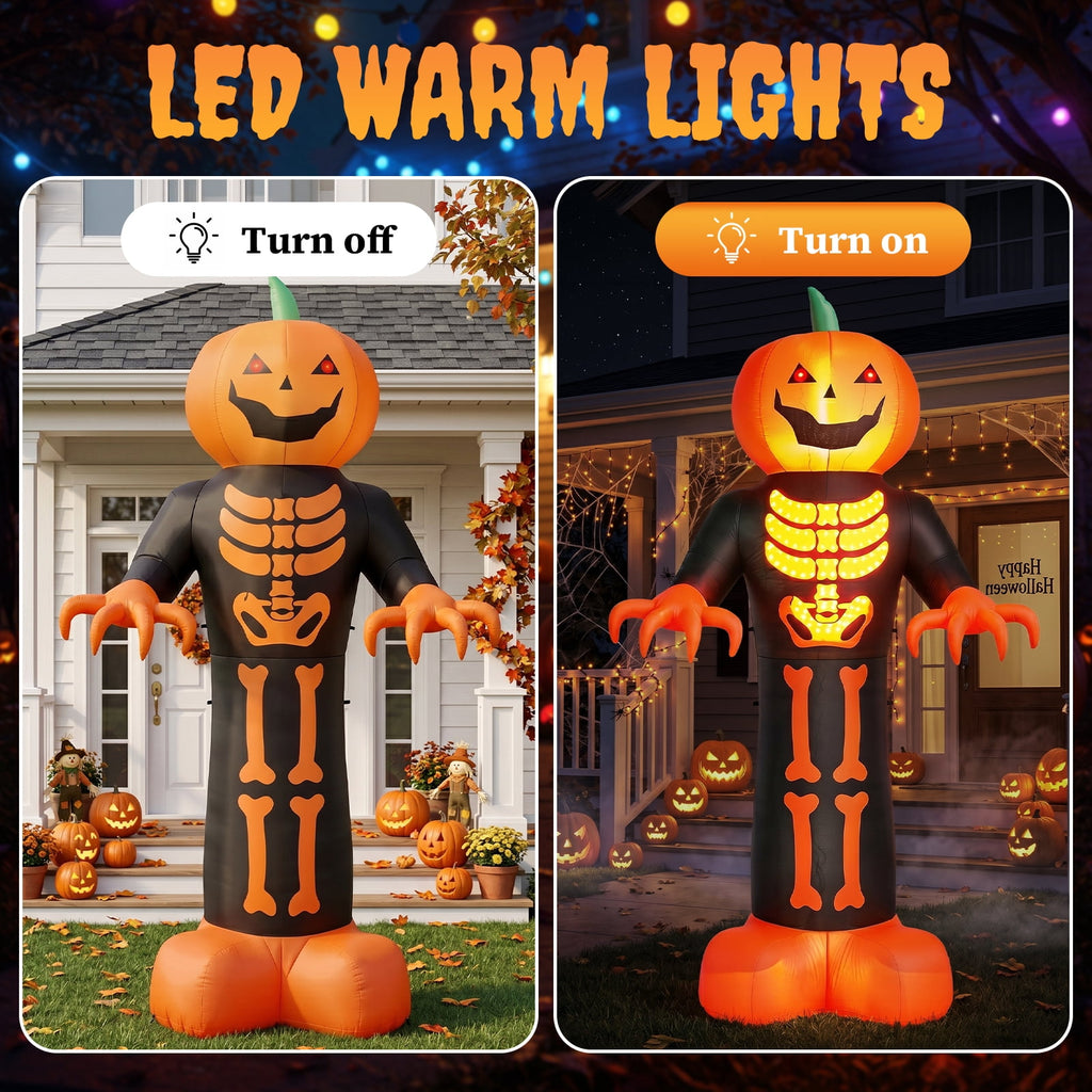 Zimtown Zimtown 12 FT Halloween Inflatable Pumpkin with 3D Glowing Skeleton Chest