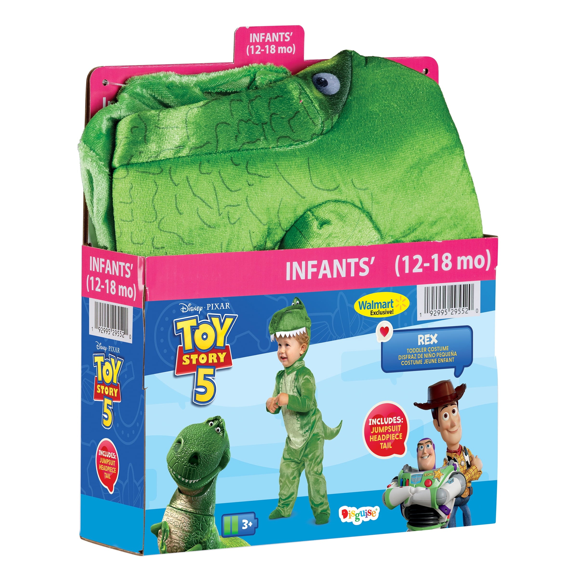 Disney Toy Story T-Rex Halloween Costume for Children, Toddlers Size 3T-4T, by Disguise