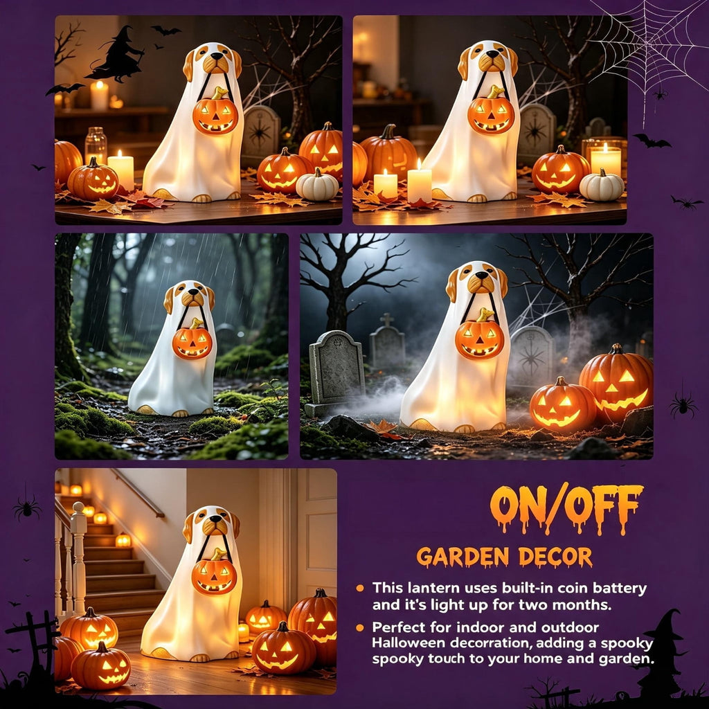 Ghost Bubble Bath LampHalloween Bathroom Decor Gifts Under 20 Bathtub Ghost & Dog Resin Figurine, Warm LED Halloween Tabletop Decor for Bathroom, Bedroom, Kids Room & Fall Home Accent