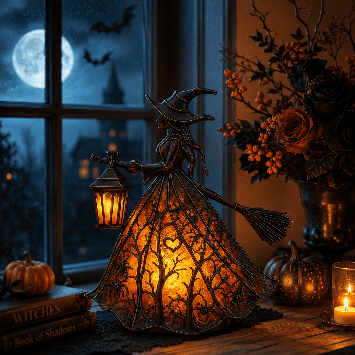 Diceymbol Halloween Decorations and Fall Decor, Halloween Venue Decoration Ghost Props LED Illuminated Ghost Decorations for Tabletop, Mantel, Shelf Indoor Outdoor 9.05 inch