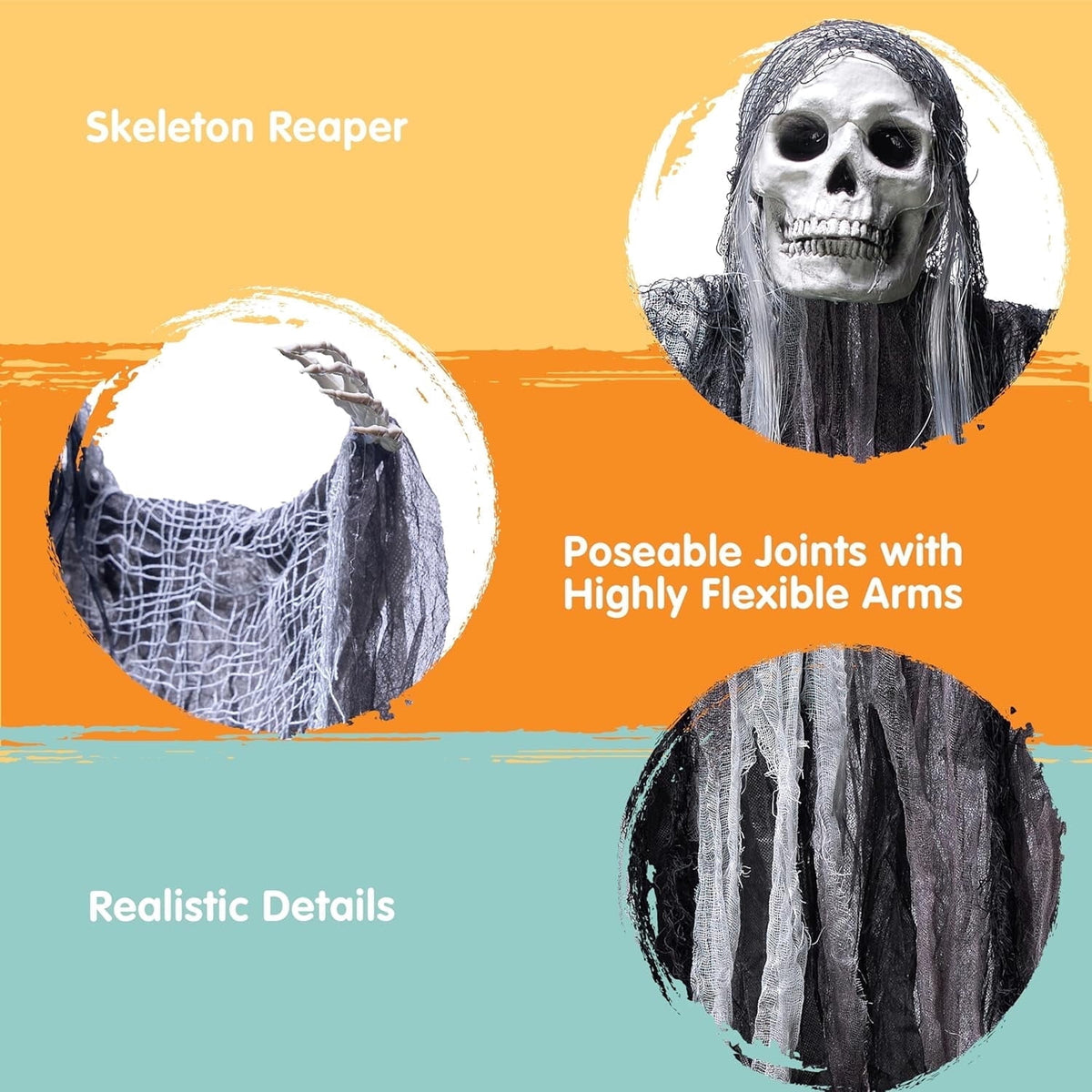 Joyfy 3 Pack Halloween Hanging Ghosts,Scary Skeleton Ghosts Grim Reapers Decorations for Halloween Indoor Outdoor Yard Home Decorations