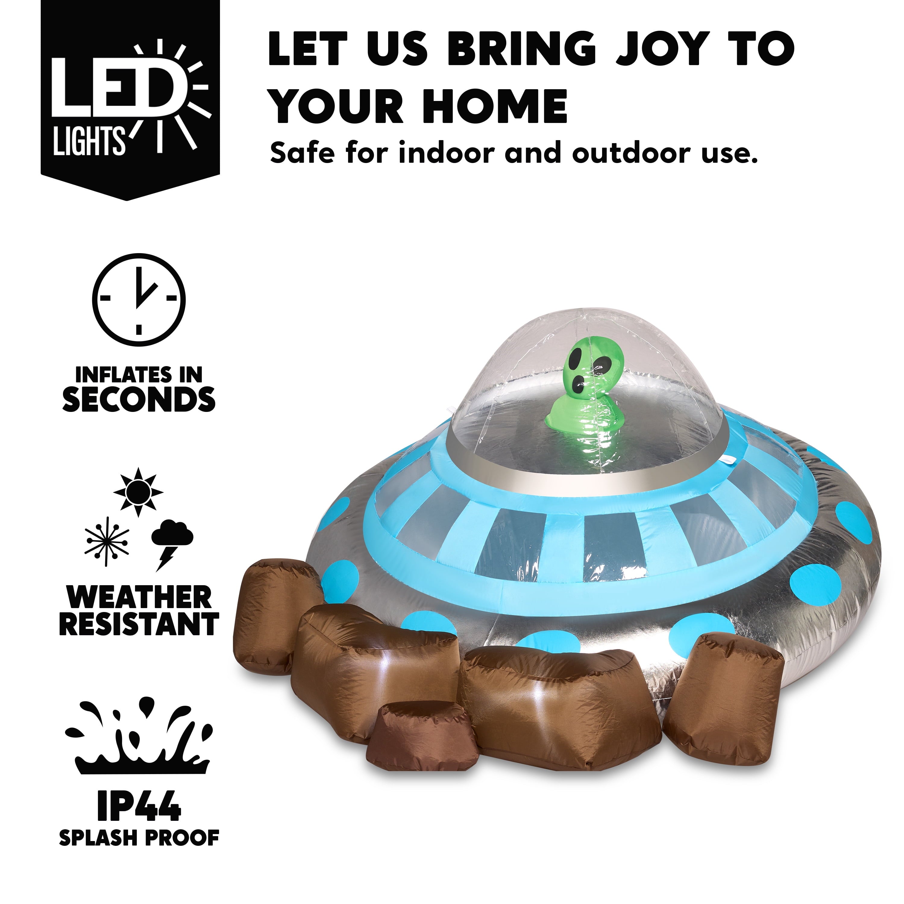 Joyfy 9 ft Halloween Inflatable Giant Alien Decoration with Built-in LEDs,Alien Halloween Decorations Outdoor Blow Up Yard Lawn Decoration