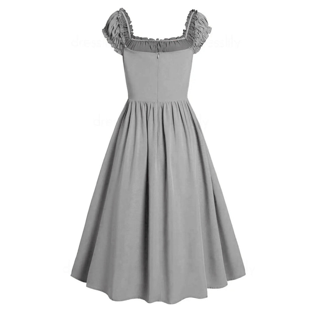Jsaierl Womens Vintage Medieval Dress Renaissance Pleated Dress with Corset Patchwork Ball Gown Sleeveless Lace Up Midi Dresses