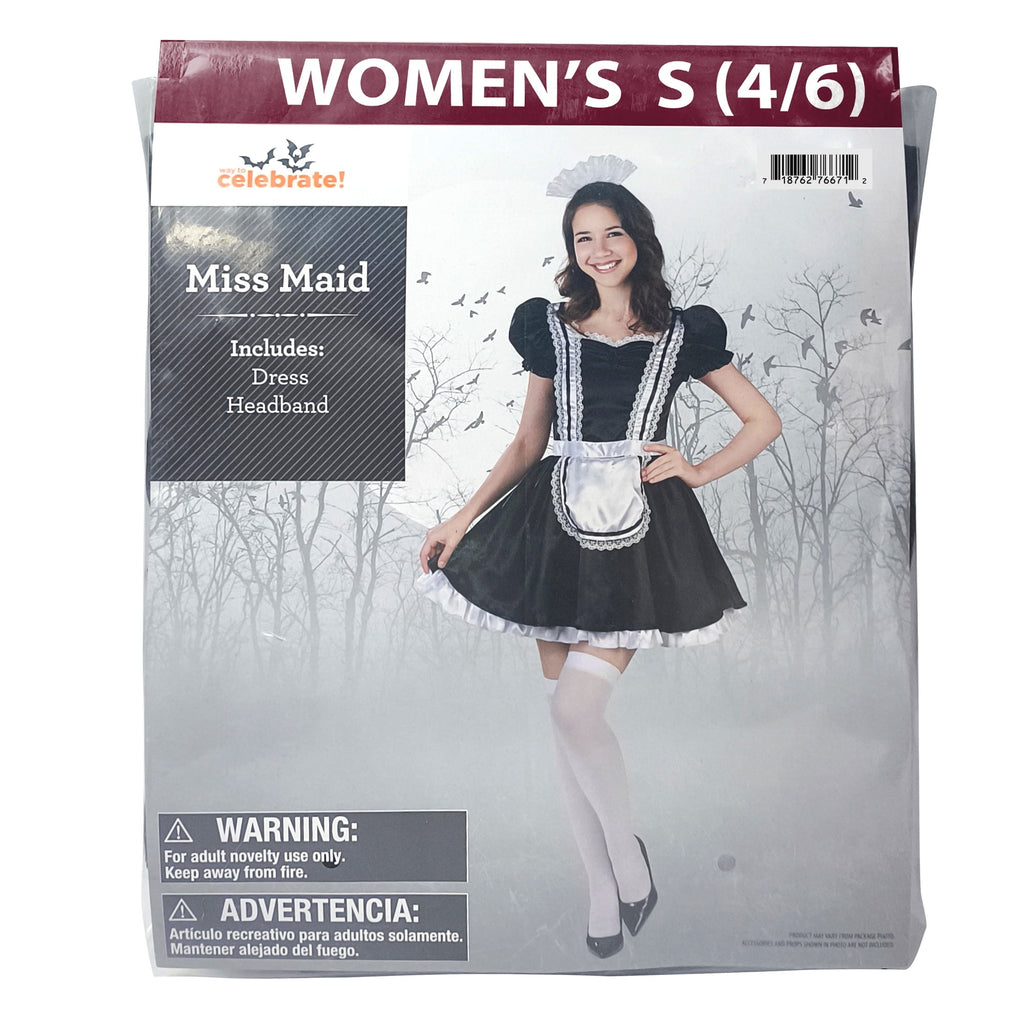 Miss Maid Halloween Costume for Adults, Women's Size S (4/6), by Way to Celebrate