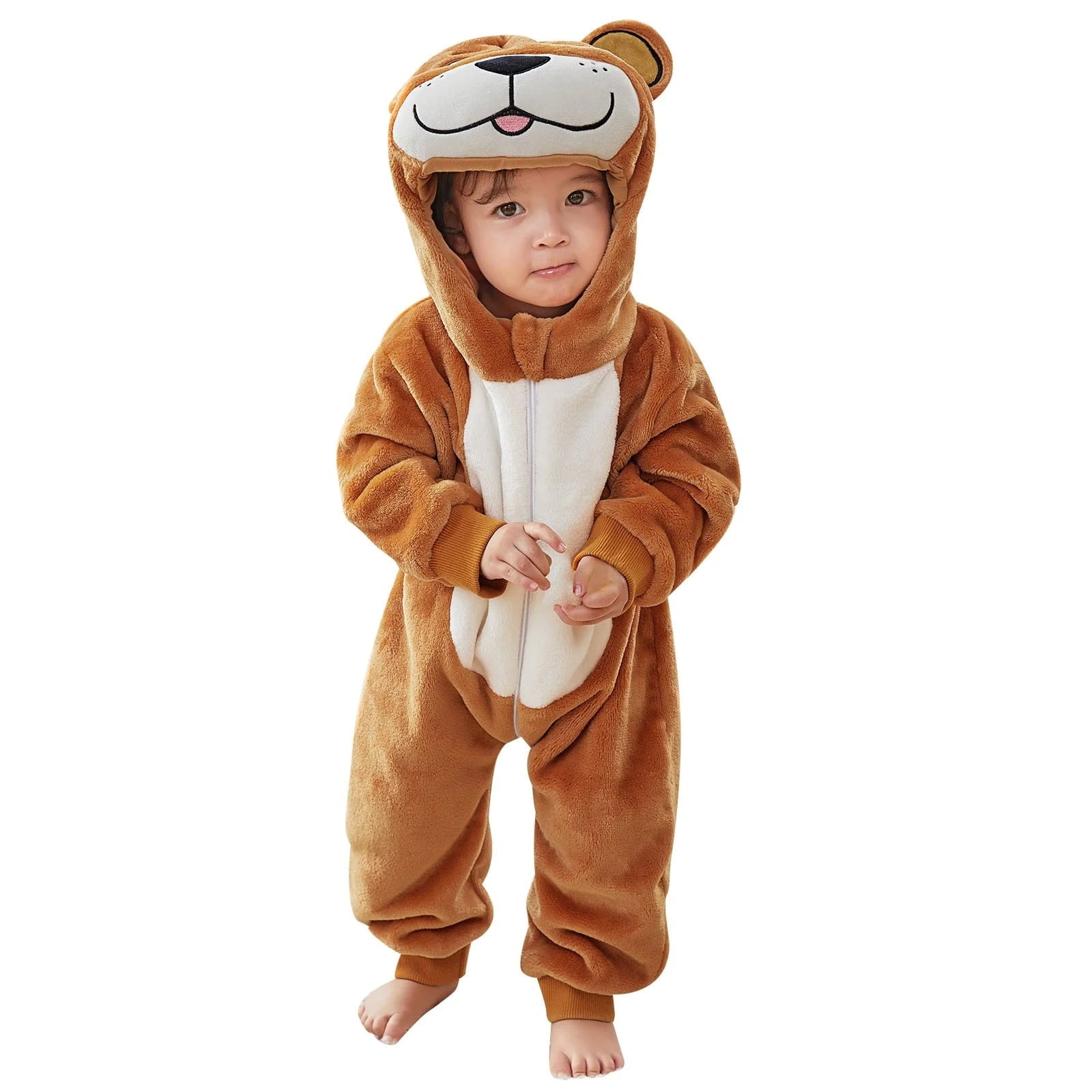WIBACKER 0-3T Unisex Baby Animal Costume Winter Autumn Flannel Hooded Romper Christmas and Halloween Panda Cosplay Jumpsuit