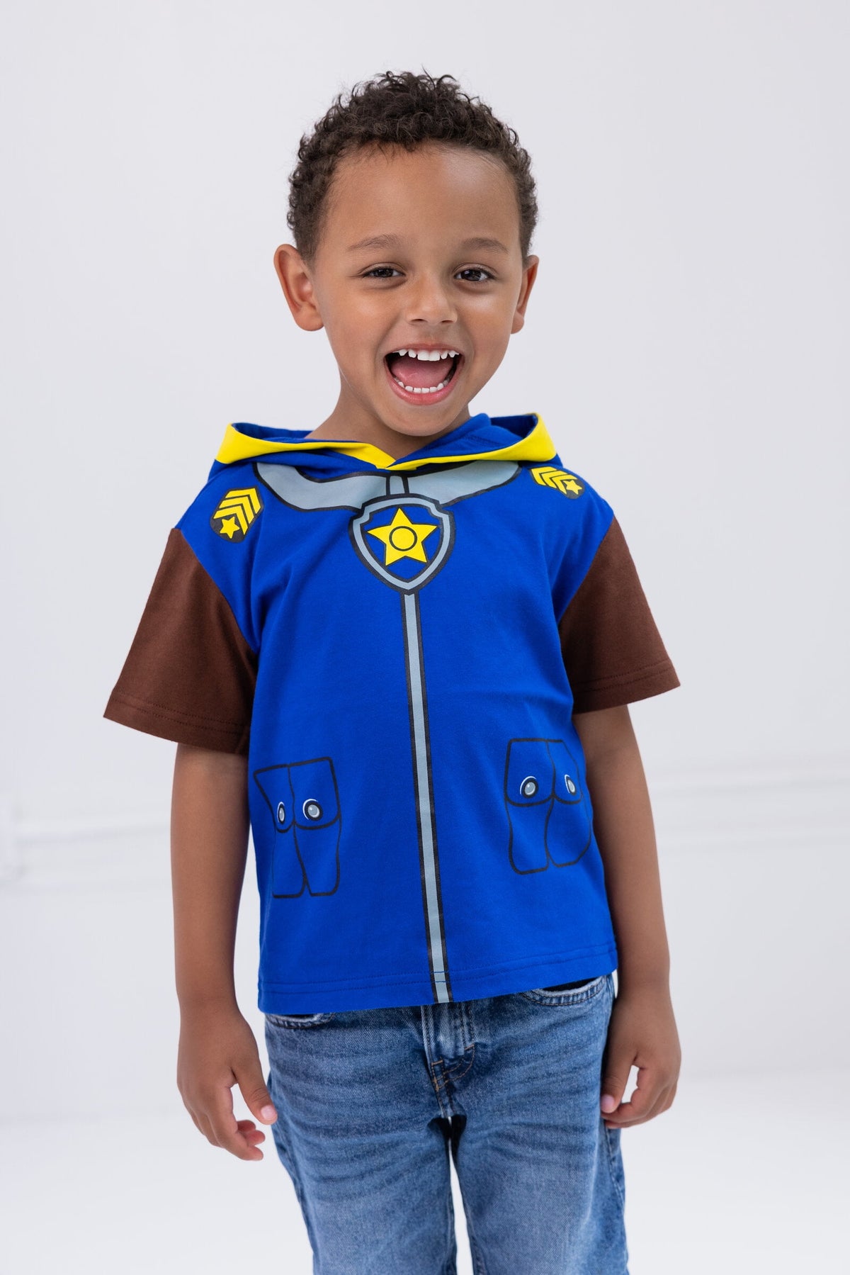 Paw Patrol Little Boys' Cosplay Hooded T-Shirt Chase Royal Blue