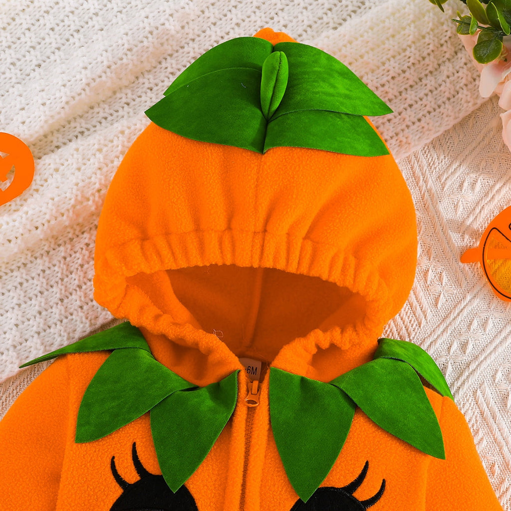 WIBACKER Infant Toddler Baby Girl Boy Halloween Outfits Pumpkin Costumes Cute Hooded Romper Jumpsuit Cosplay Clothes