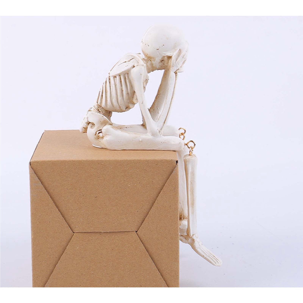 Halloween Decor Skeleton Statue Figurines Skull Decor See No Evil Hear No Evil Speak No Resin Skeleton Shelf Sitters Sitting Figurines for Home Kitchen Party Decor Table Ledge Edge Decorative (C)