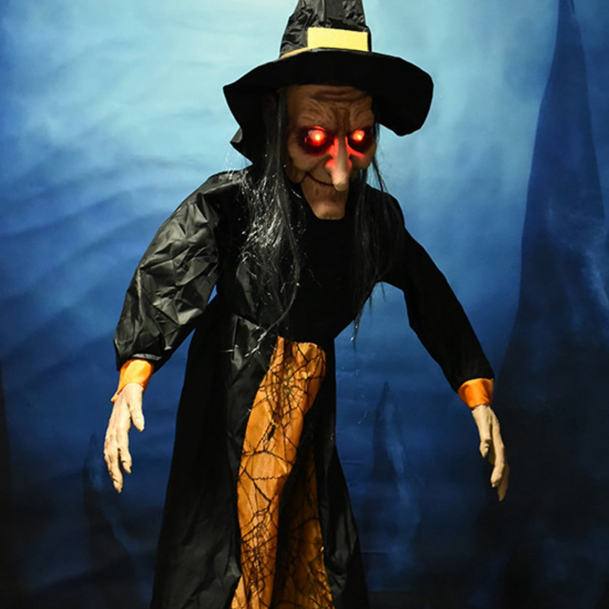 Halloween - Sound Activated Electric Moving Witch Toy for Halloween, Horror Animated Decoration Props for Bar and Outdoor, Scary Witch with Motion Sensor