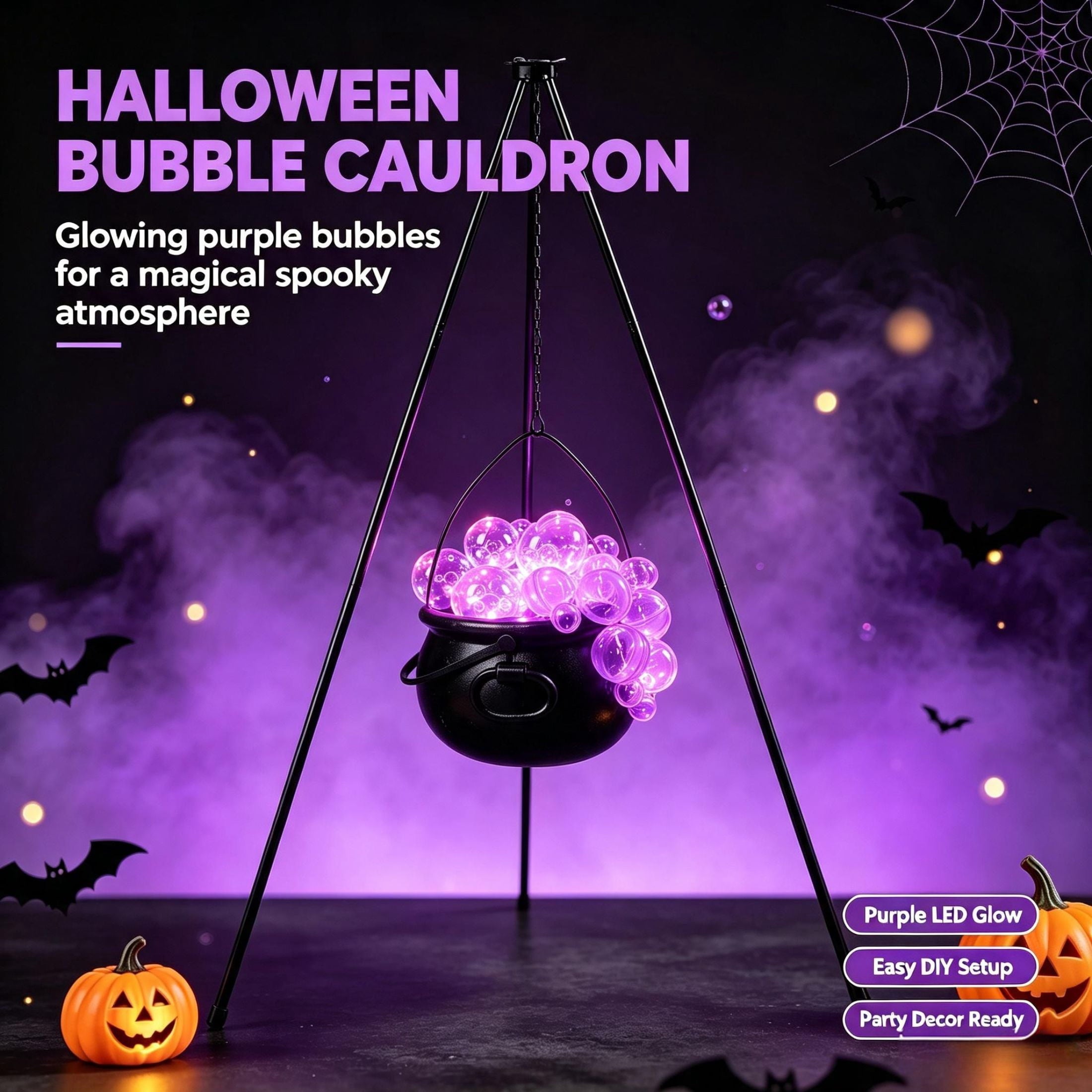 Muecwrye Halloween Decorations Outdoor, Halloween Clearance! Halloween Witches Cauldron with Lights, DIY Bubbling Cauldron Set Decor for Home Porch Outside, Halloween Party Supplies( Without Tripod)