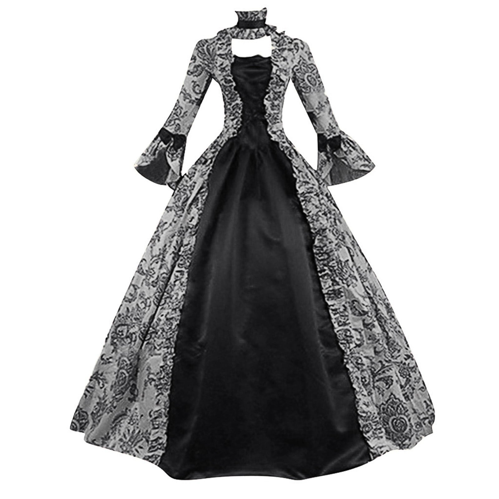 DDAPJ pyju Medieval Dress for Women Evening Masquerade Ball Gowns Vintage 1700S Victorian Renaissance Costume Green XXXXXL
