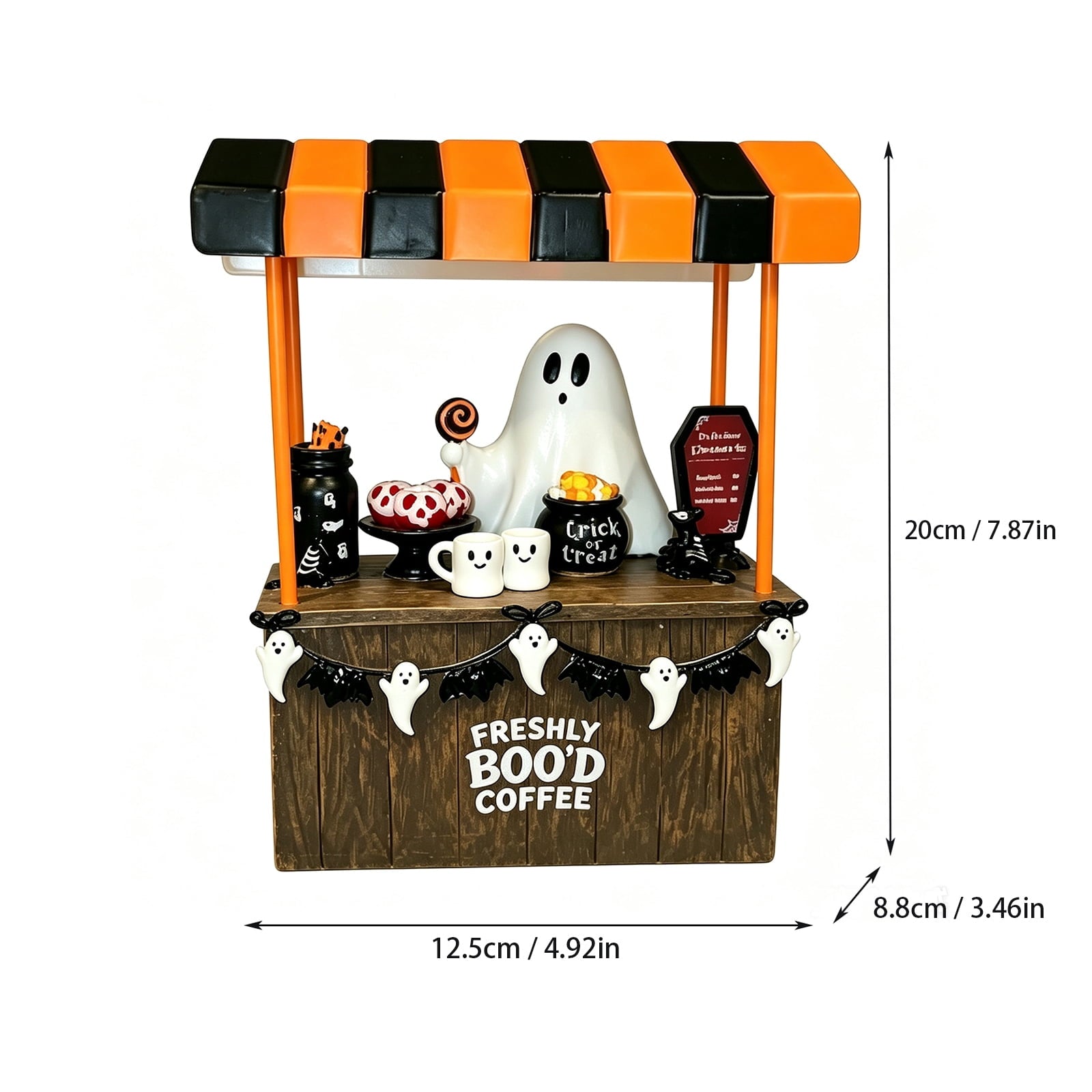 Halloween Spooky Coffee Stand, Ghost Barista Booth Figurine, Spooky Coffee Statue Built with Spooky Little Coffee Stand, Freshly Boo’d Coffee Ghost Fall Decor, Creative Birthday & Holiday Gift