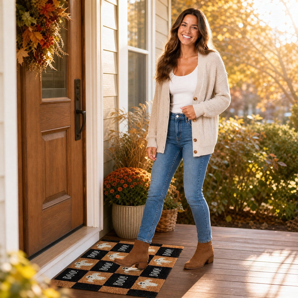 Tepsmf Halloween Doormat 19.7x31.4IN Soft Non Slip Halloween Bathroom Rug For Front Doors Porches And Witch-themed Home Decor