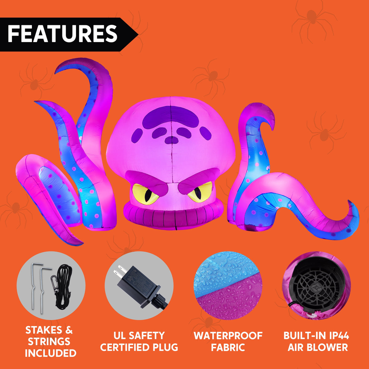 Joyfy 5.5ft Halloween Inflatables Long Light Up Skeleton Ground Breaker Halloween Inflatables Outdoor Decorations,Blow up Halloween Yard Decorations