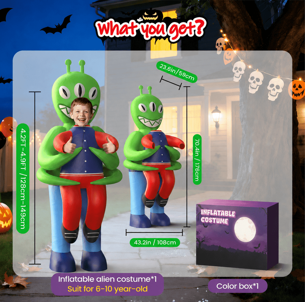 WonderStone Axolotls Inflatable Costume with LED Lights, Halloween Ride-on Costume, Blow-Up Dragon Onesie for Cosplay Party, Suitable for Kids Ages 7-12