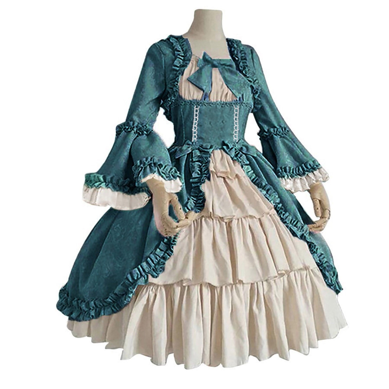 Jsaierl Womens Halloween Costumes Retro Medieval Victorian Goth Plus Size Dresses Adult Costumes Party 1800s Ball Gown Renaissance Dress
