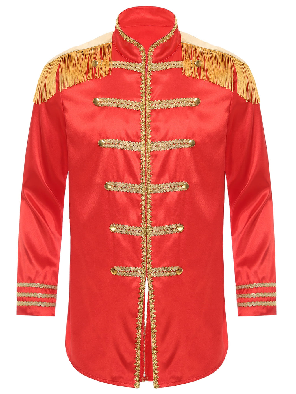 Eandarui Men's Halloween SGT Sergeant Pepper Costume Jacket Fancy Dress Hippie Music Star 1960s Shirt Red S