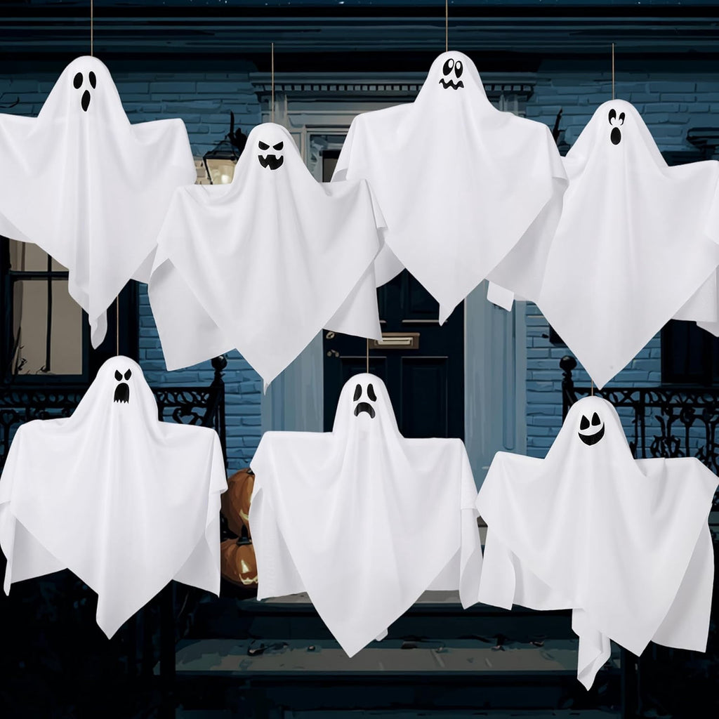 Joyfy 3 Pack Halloween Hanging Ghosts Decorations,27.5" Cute Scary Flying Ghosts Outdoor Hanging Halloween Decorations Yard Decorations