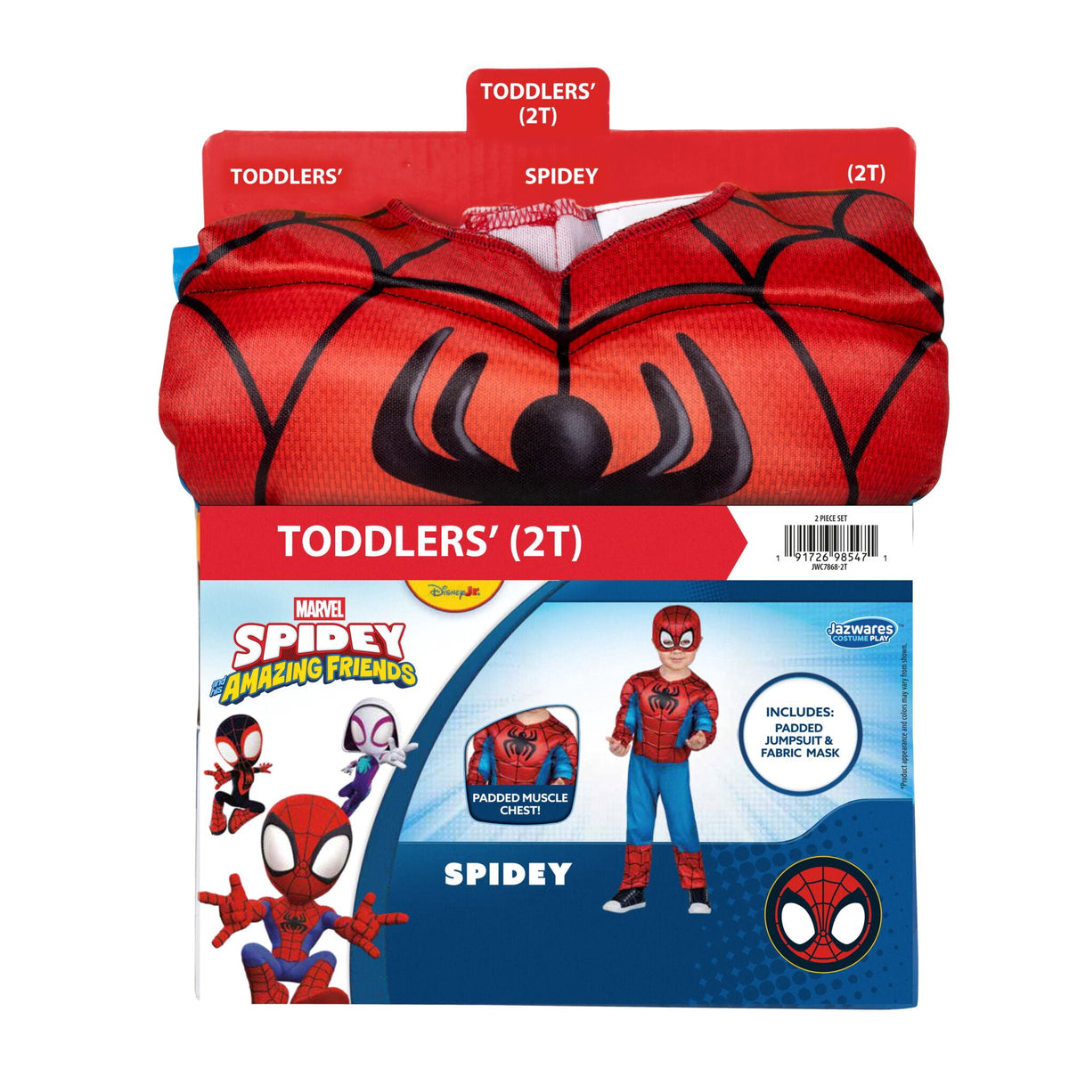 Marvel's Spiderman Halloween Costume for Toddler, Size 3-4T, by Jazwares