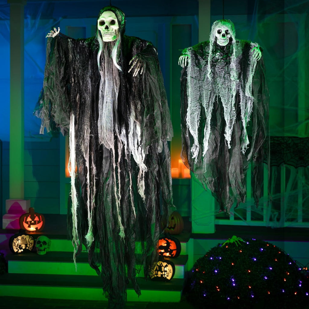 Joyfy 3 Pack Halloween Hanging Ghosts,Scary Skeleton Ghosts Grim Reapers Decorations for Halloween Indoor Outdoor Yard Home Decorations