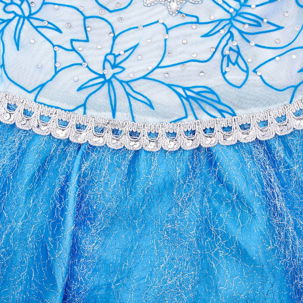 Jurebecia Princess Dress for Girls Birthday Party Blue Costume up Toddlers Kids Christmas Halloween Cosplay Clothes with Accessories 6T(5-6Years)