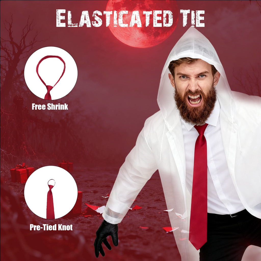 Alaiyaky 7pcs Adults Psycho Costume Transparent Raincoat, Red Tie, Adult Men Cosplay Props Mens Psycho American TV Film Character Halloween Fancy Dress Costume