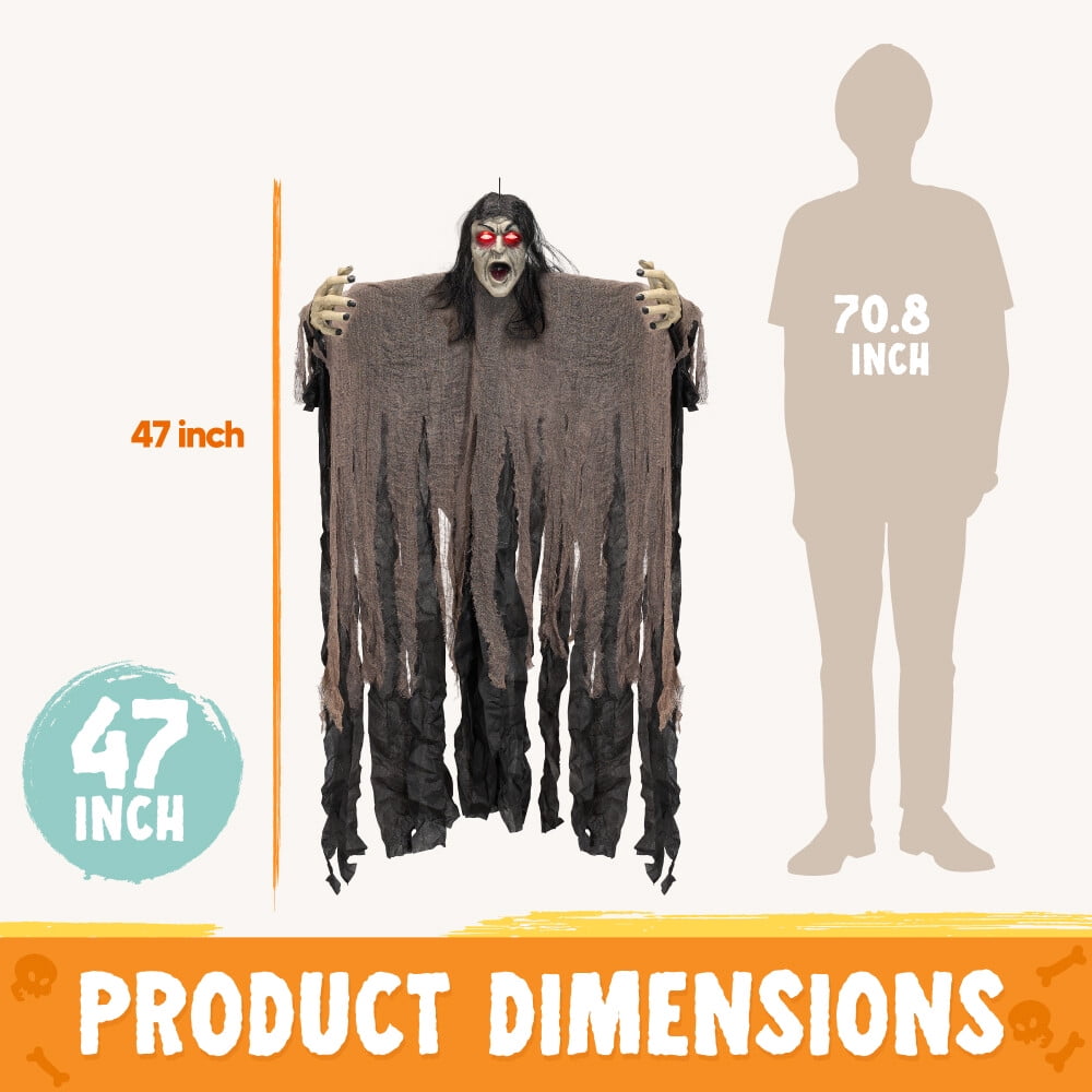 Joyfy Halloween Decorations Outdoor Groundbreaker Creepy Life Size Light Up Climbing Zombie Groundbreaker with Sound,Motion Activated Halloween Decorations Haunted House Decorations