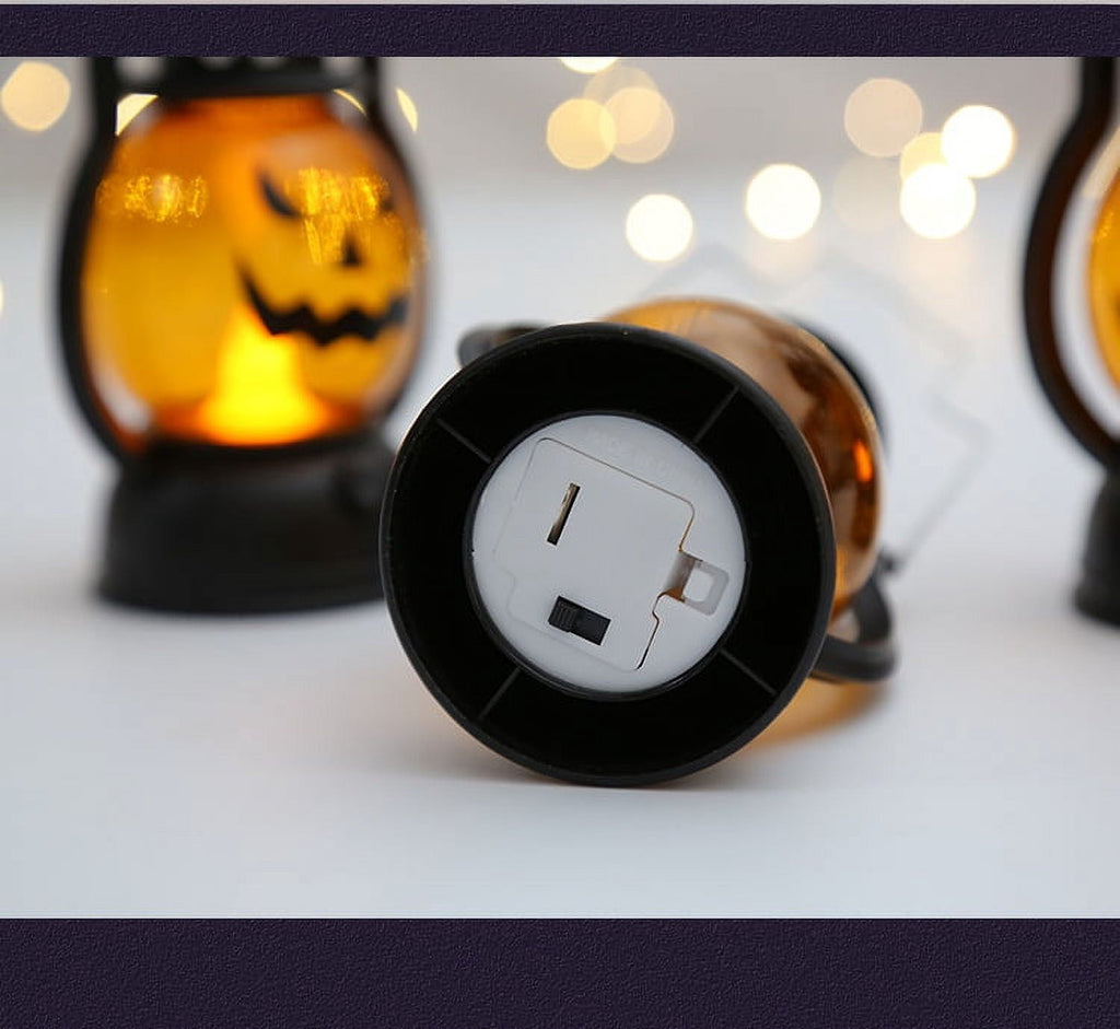 Halloween LED Lantern Lights 3-Packs , Small Vintage Style Flameless Lantern Decorative ，Lamp for Halloween Home Indoor Outdoor Bar Decoration