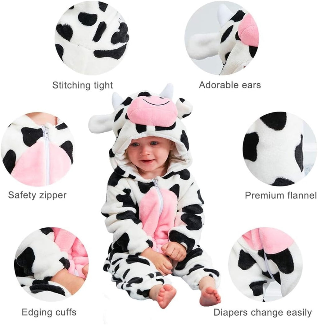 WIBACKER 0-3T Unisex Baby Animal Costume Winter Autumn Flannel Hooded Romper Christmas and Halloween Panda Cosplay Jumpsuit