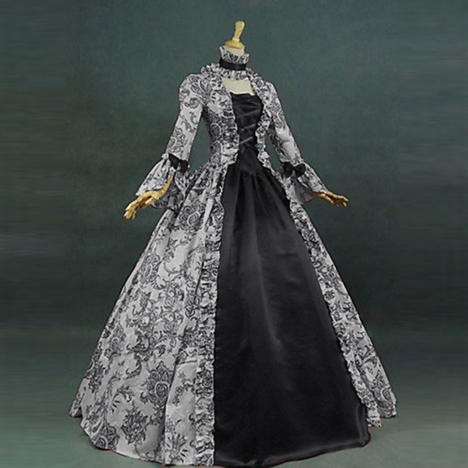DDAPJ pyju Medieval Dress for Women Evening Masquerade Ball Gowns Vintage 1700S Victorian Renaissance Costume Green XXXXXL
