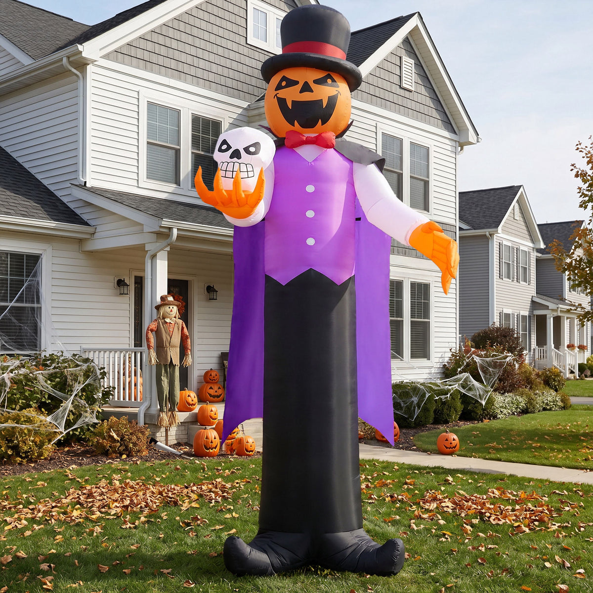 Joyfy 12 FT Halloween Inflatable Giant Grim Reaper Decoration with Built-in LEDs,Grim Reaper with Scythe Halloween Decorations Outdoor Blow Up Yard Lawn Decoration