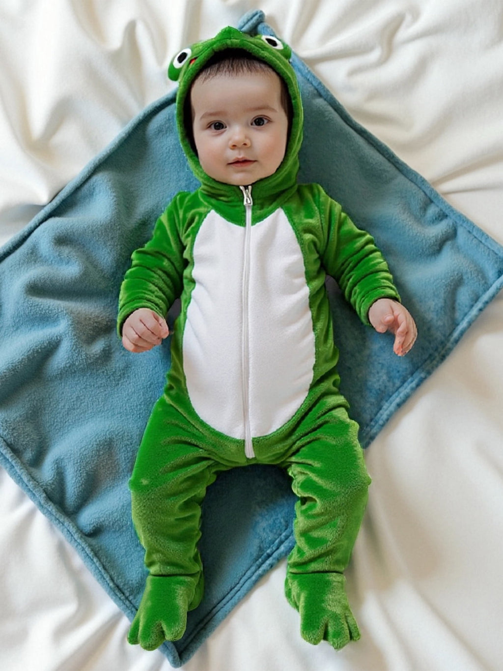 RUINIXCW Kids Toddler Baby Halloween Animal Costume Infant Cute Frog Dog Costume Baby Boy Girl Fall Winter Clothes Warm Flannel Footed Romper Casual Zipper Hooded Footie Jumpsuit