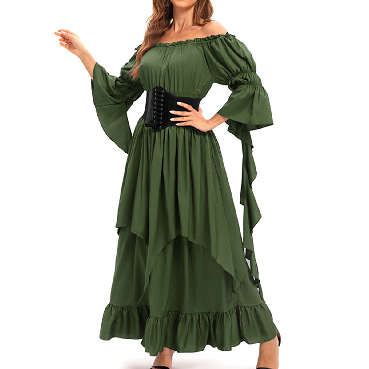 LYXSSBYX Maxi Dresses for Women Women's Long Sleeve Neck Dress Floor Length Cosplay Dress Plus Size Dress