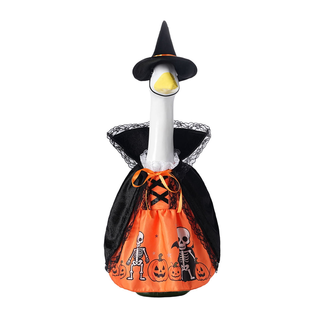 Outdoor Holiday Yard Decor, 23 Inch Porch Goose Outfits, Halloween Pumpkin Themed Porch Goose Clothes, Porch Goose Set with Hat and Treat Bag, Fits Standard 23 Inch Large Porch