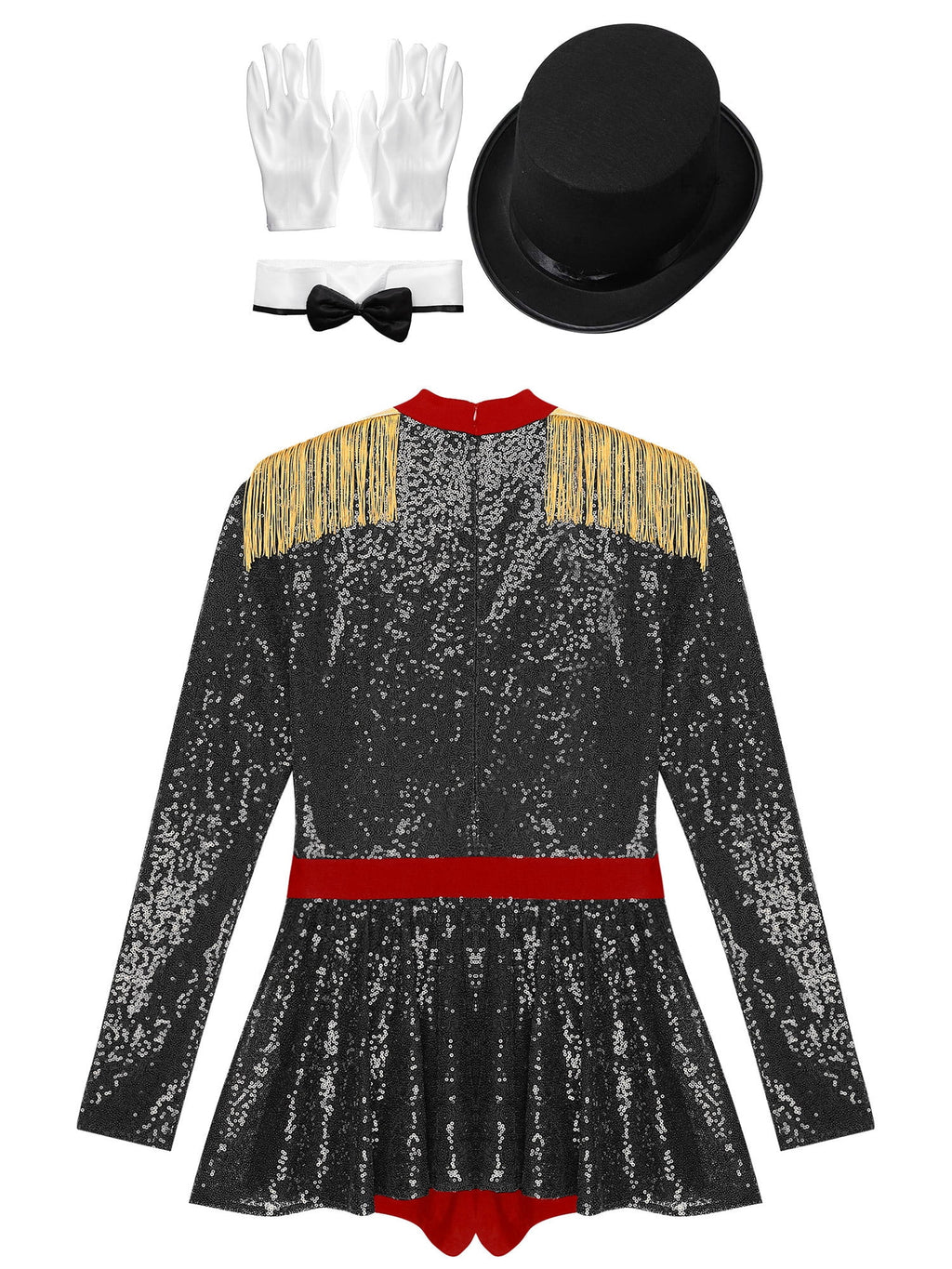 iiniim Womens Ringmaster Costume Circus Ring Leader Outfit Master Lion Tamer Fancy Bodysuit Black 4XL