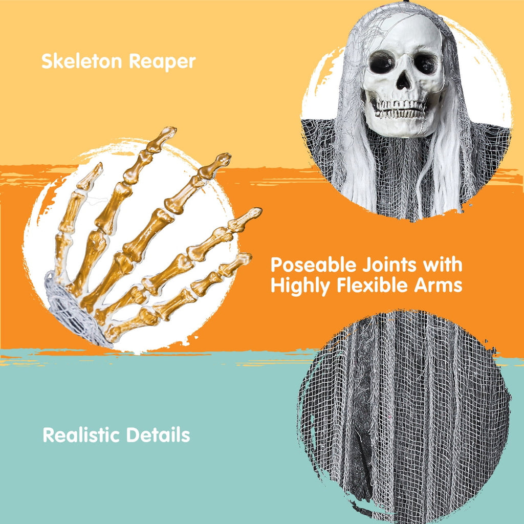 Joyfy 3 Pack Halloween Hanging Ghosts,Scary Skeleton Ghosts Grim Reapers Decorations for Halloween Indoor Outdoor Yard Home Decorations