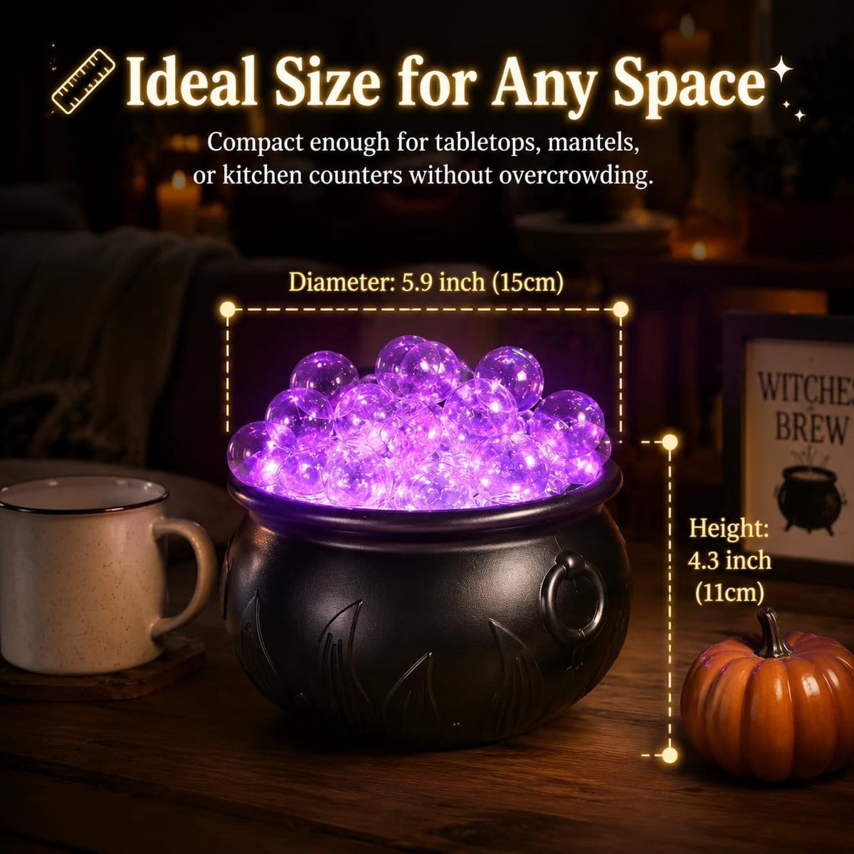 Halloween Decorations Indoor - DIY Bubbling Cauldron Set - Black Plastic Bowl Hocus Pocus Party Decoration - Spooky Vintage Decor for Home Kitchen Room Party Table