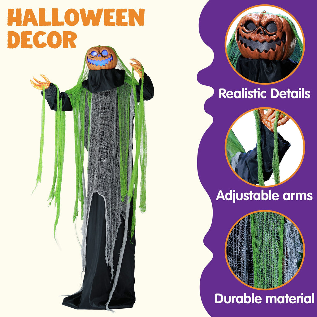 Joyfy 7.8 Ft(93.6 in) Halloween Grim Reaper Decorations Outdoor, Rotatable Flying Scream Scarecrow Skeleton Ghosts Decor for Graveyard Haunted House Props, Garden, Porch, Yard Lawn