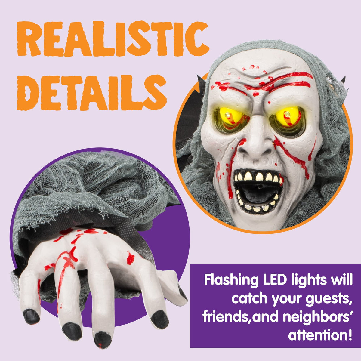 Joyfy Halloween Groundbreaker Halloween Decorations Zombie with Sound and Flashing Eyes,Outdoor Scary Halloween Yard Decorations