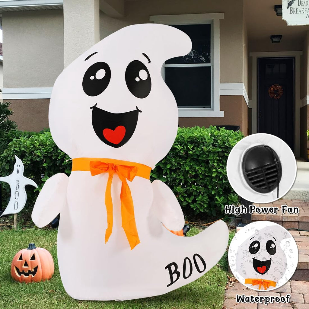 GOOSH Halloween Inflatables 4 FT Inflatable Ghost with Built-in LED Lights, Cute Ghost Blow up Halloween Decoration, Outdoor Halloween Decorations Blow up Ghost for Halloween Party Indoor Outdoor